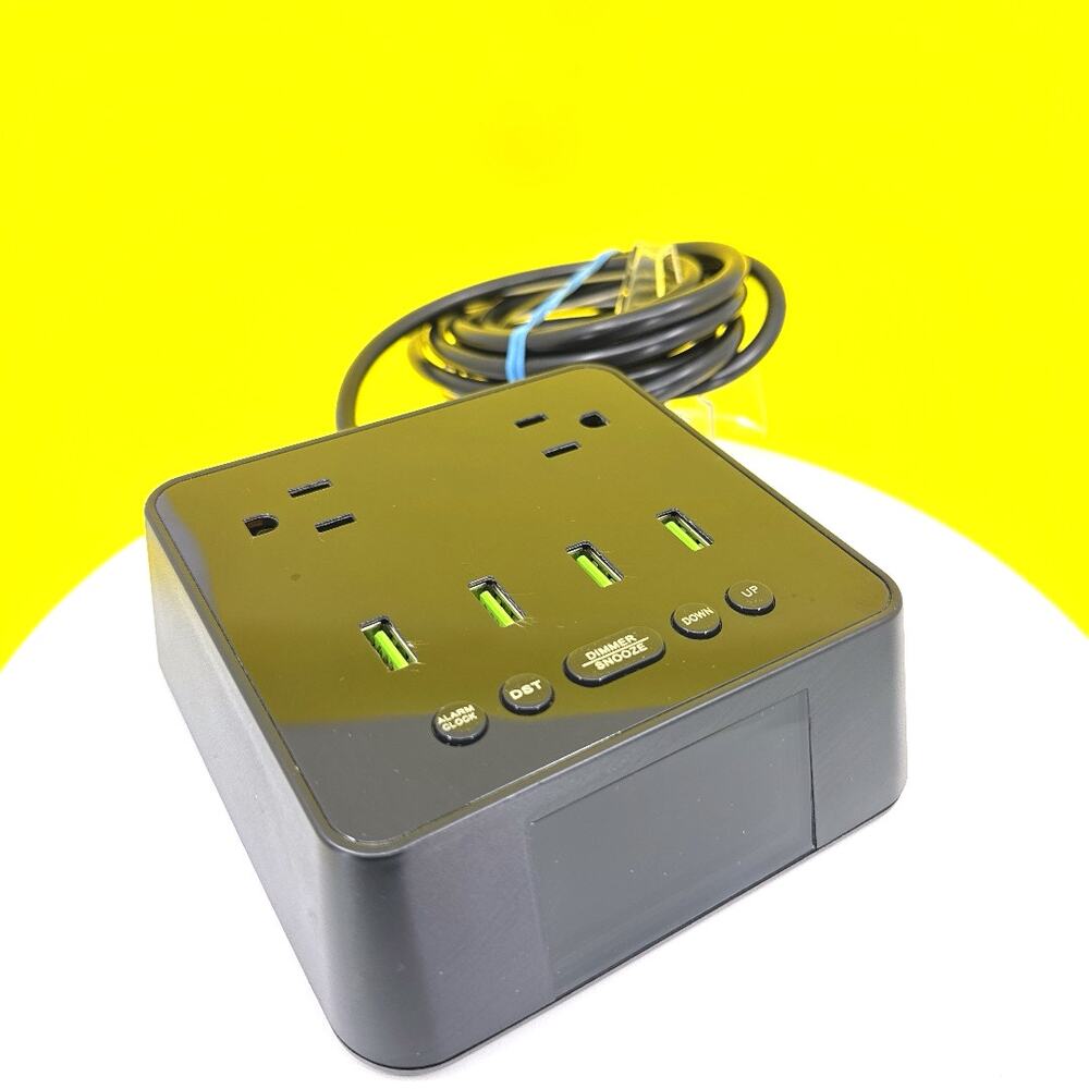 Alarm Clock with USB Charger and AC Outlets